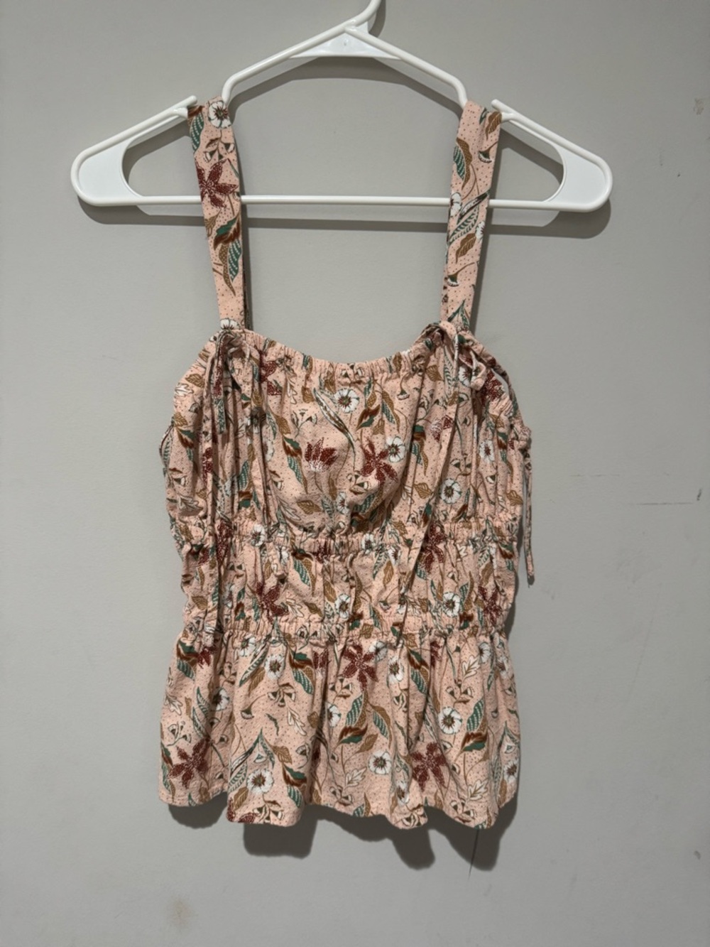 Universal Thread Floral Smocked Peplum Cami - Pink Multi